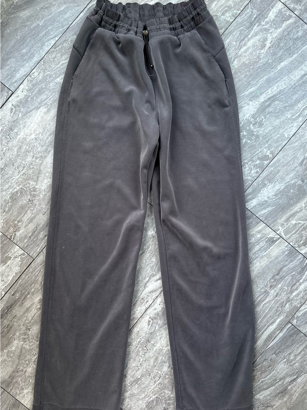 ODODOS Womens Pants Small Gray Wide Straight Leg High Rise Drawstring 0045